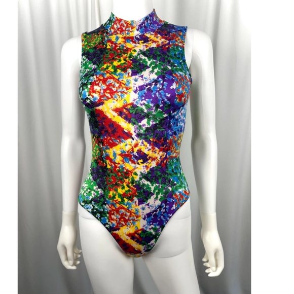 Vintage 2000’s ‘Cheerleader & Danz Team’ Multicoloured Mockneck Bodysuit - XS - Picture 10 of 10